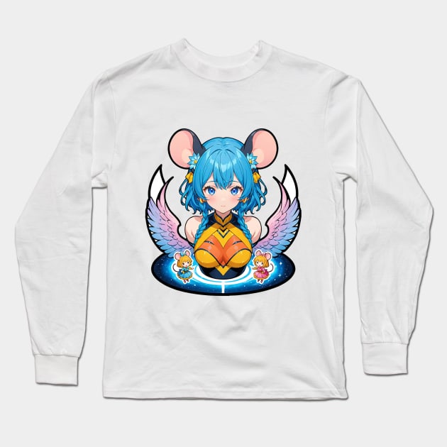 Mouse hamster cute girl Long Sleeve T-Shirt by KawaiiDreamyPixie